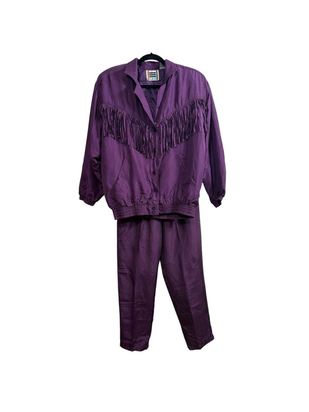 Vintage 100% Silk EVR Tracksuit Purple Size S